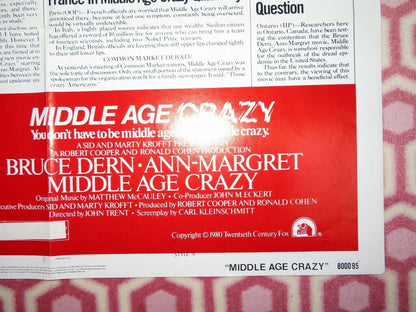 MIDDLE AGE CRAZY US ONE SHEET POSTER BRUCE DERN ANN-MARGRET1980 STYLE A