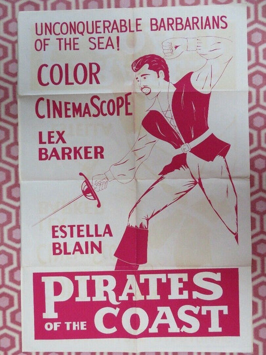 PIRATES OF THE COAST US ONE SHEET POSTER LEX BARKER ESTELLA BLAIN '64