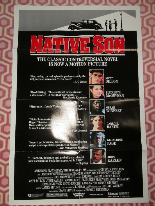 NATIVE SON US ONE SHEET POSTER MATT DILLON OPRAH WINFREY 1987