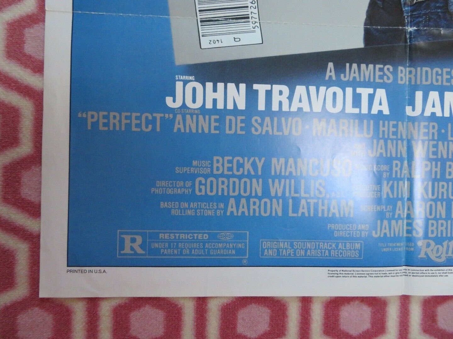 PERFECT US ONE SHEET  POSTER JOHN TRAVOLTA JAMIE LEE CURTIS  1985