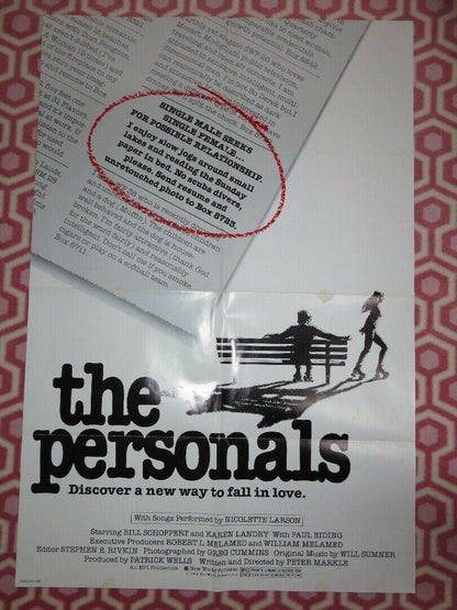 THE PERSONALS US ONE SHEET  POSTER BILL SCHOPPERT KAREN  LANDRY 1982