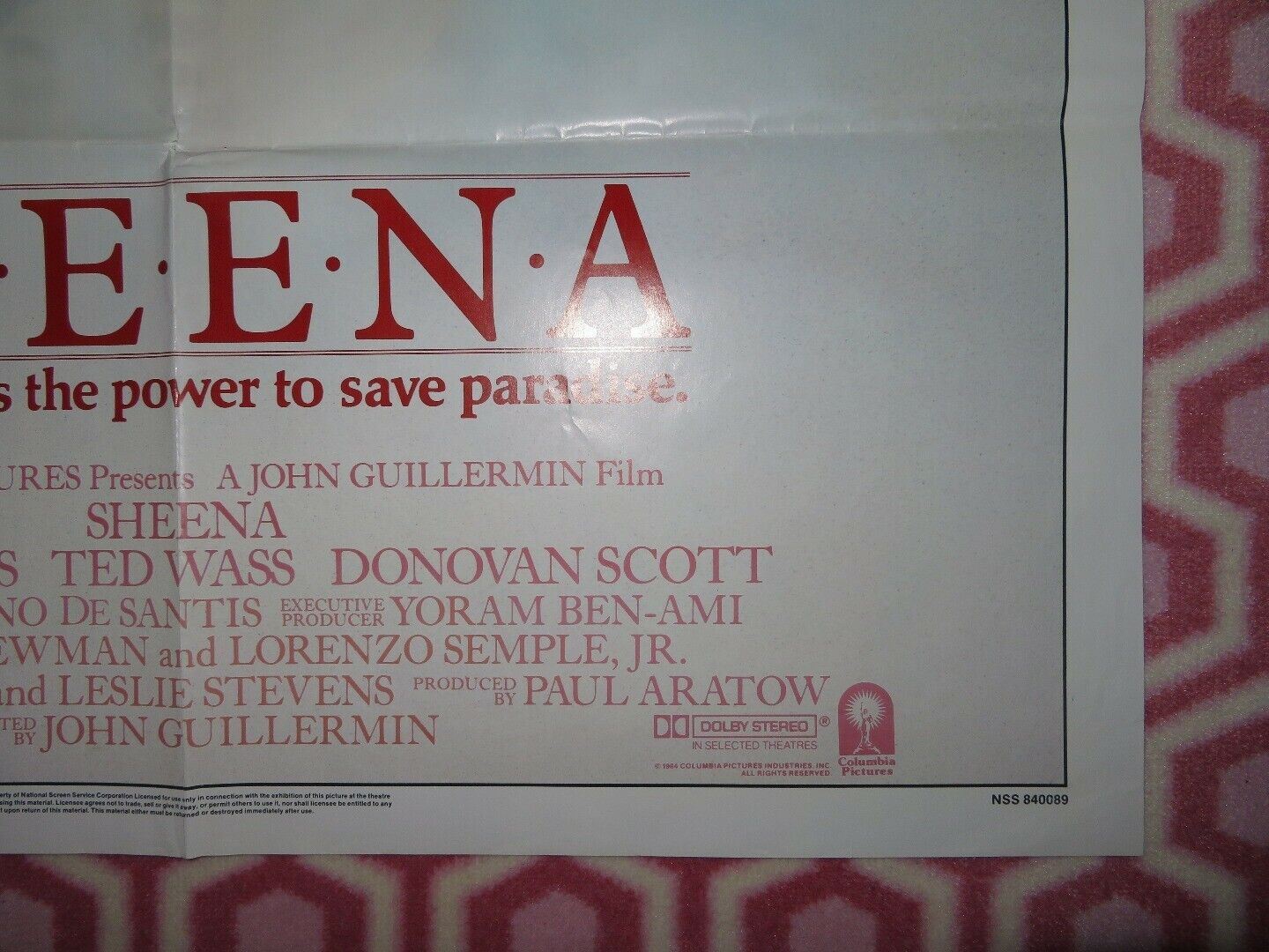 SHEENA US ONE SHEET POSTER TANYA ROBERTS TED WASS 1984