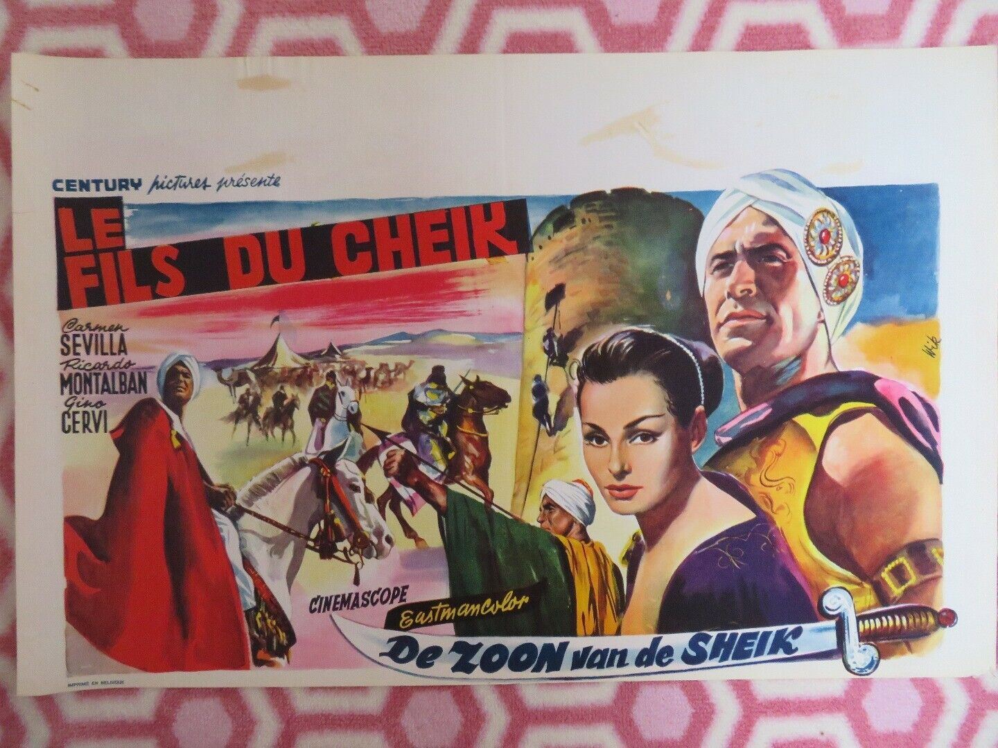 LE FILS DU CHEIR/ Desert Warrior BELGIUM (13.5"x 21") POSTER GINO CERVI 1957