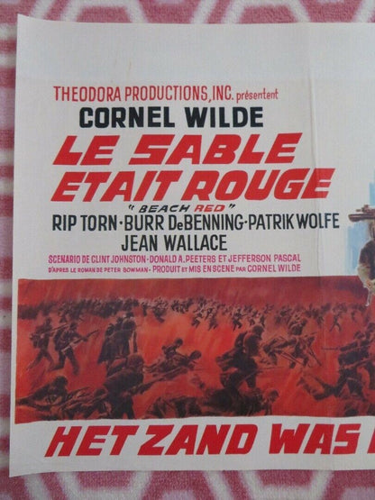 LE  SABLE ETAIT ROUGE / BEACH RED BELGIUM (13.5"x 19") POSTER RIP TORN  1967