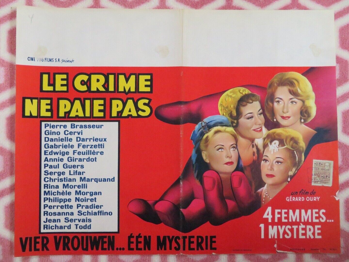 LE CRIME NE PAIE PAS/ Crime Does Not Pay BELGIUM (14"x 18.5") POSTER GINO CERVI