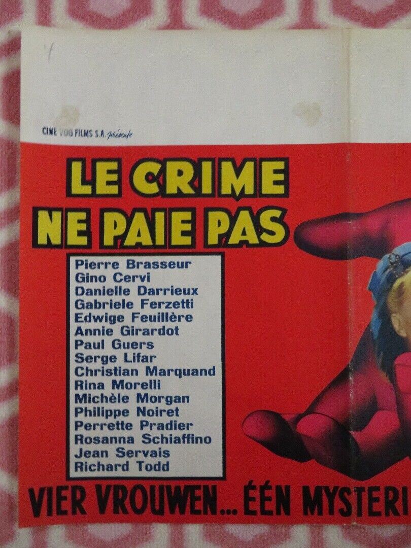 LE CRIME NE PAIE PAS/ Crime Does Not Pay BELGIUM (14"x 18.5") POSTER GINO CERVI