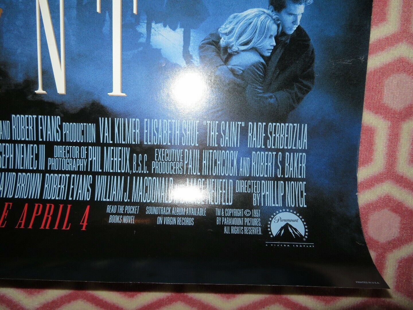 THE SAINT US ONE SHEET ROLLED POSTER VAL KILMER ELISABETH SHUE 1997