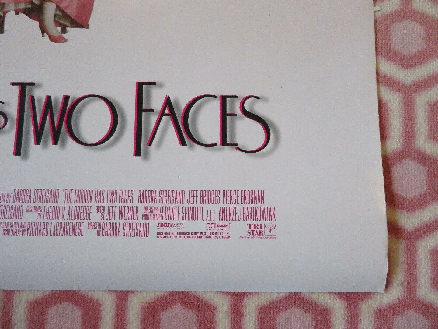 THE MIRROR HAS TWO FACES US ONE SHEET ROLLED POSTER JEFF BRIDGES 1996