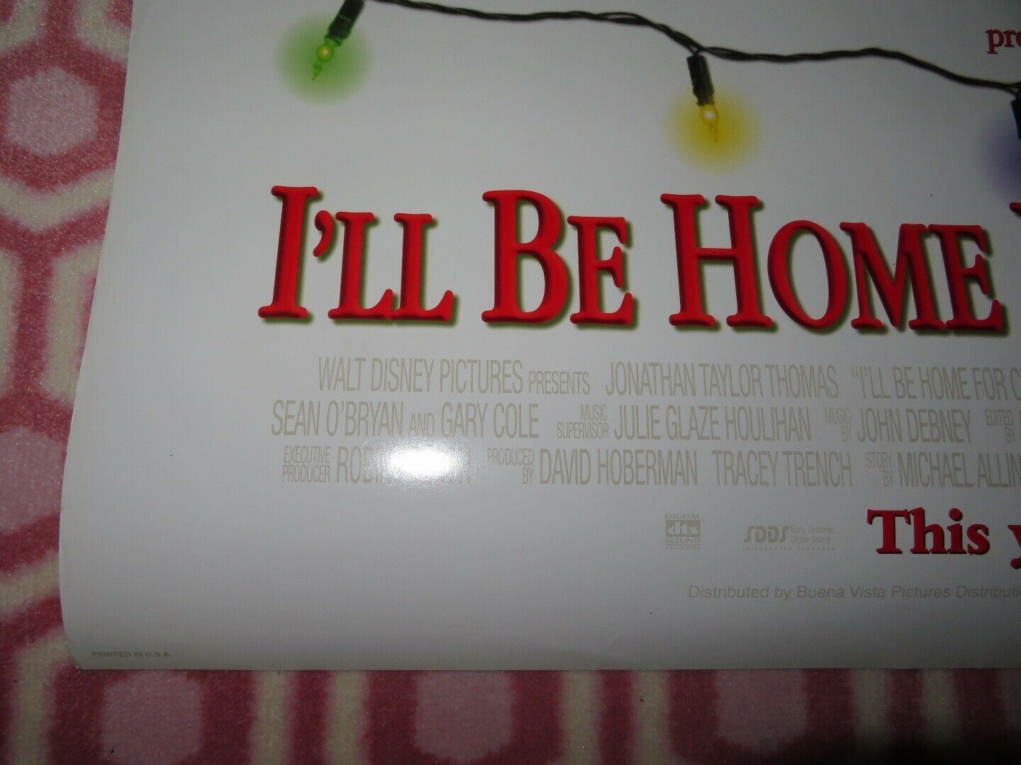 I'LL BE HOME FOR CHRISTMAS US ONE SHEET ROLLED POSTER DISNEY 1998