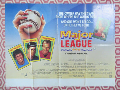 MAJOR LEAGUE BRITISH QUAD (30" x 40") POSTER TOM BERENGER CHARLIE SHEEN 1989