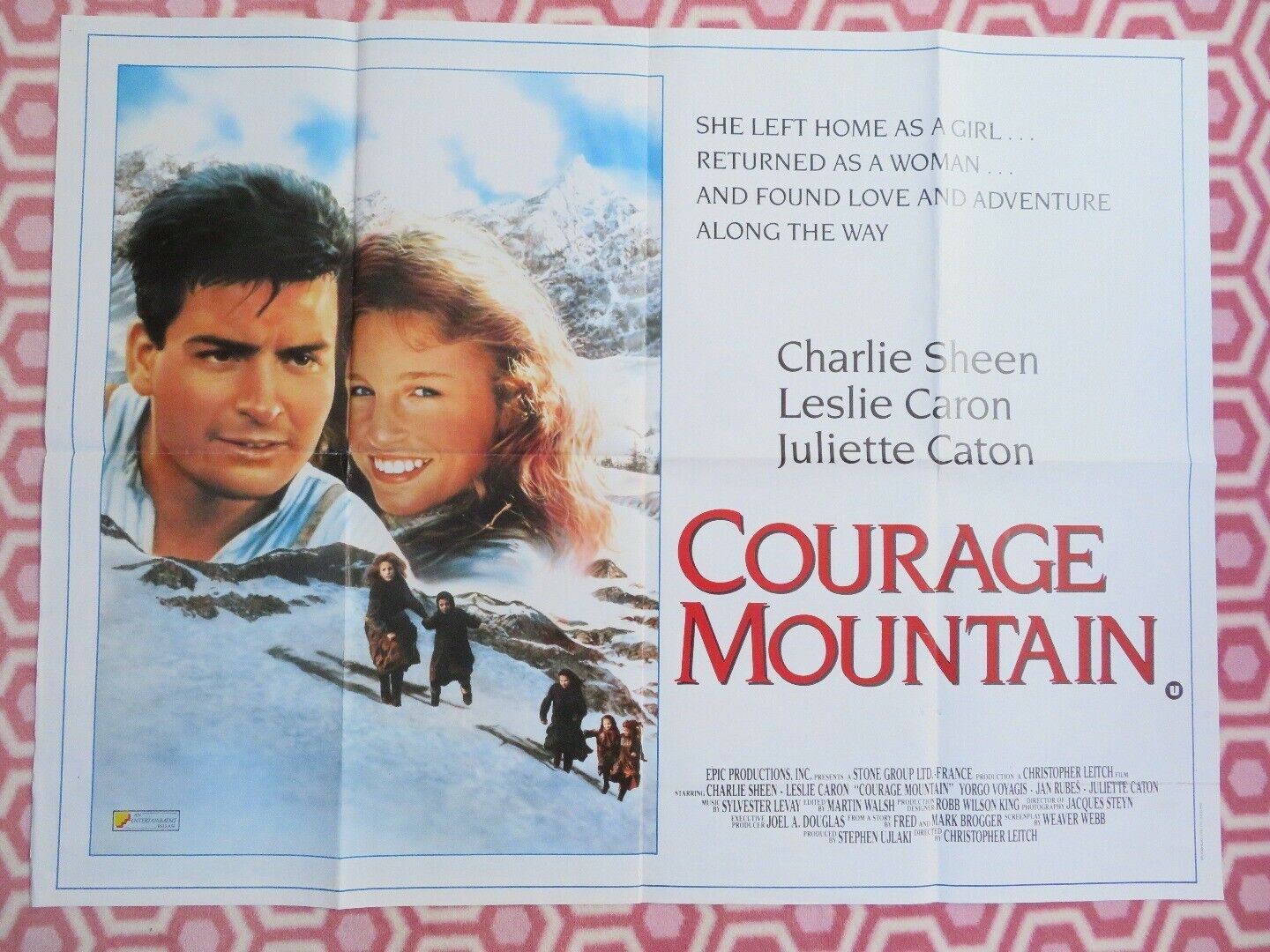 COURAGE MOUNTAIN BRITISH QUAD (30 x 40) POSTER CHARLIE SHEEN LESLIE CARON 1990