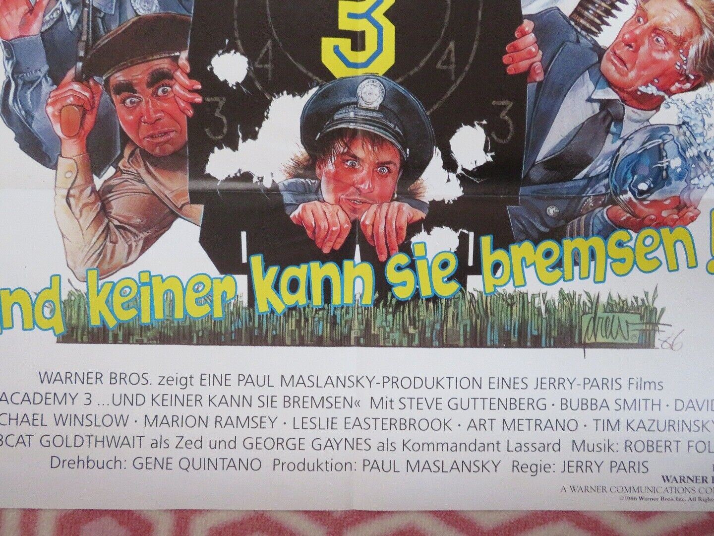 POLICE ACADEMY 3 - BACK IN TRAINING GERMAN A1 (33"x 23") POSTER STEVE GUTTENBERG