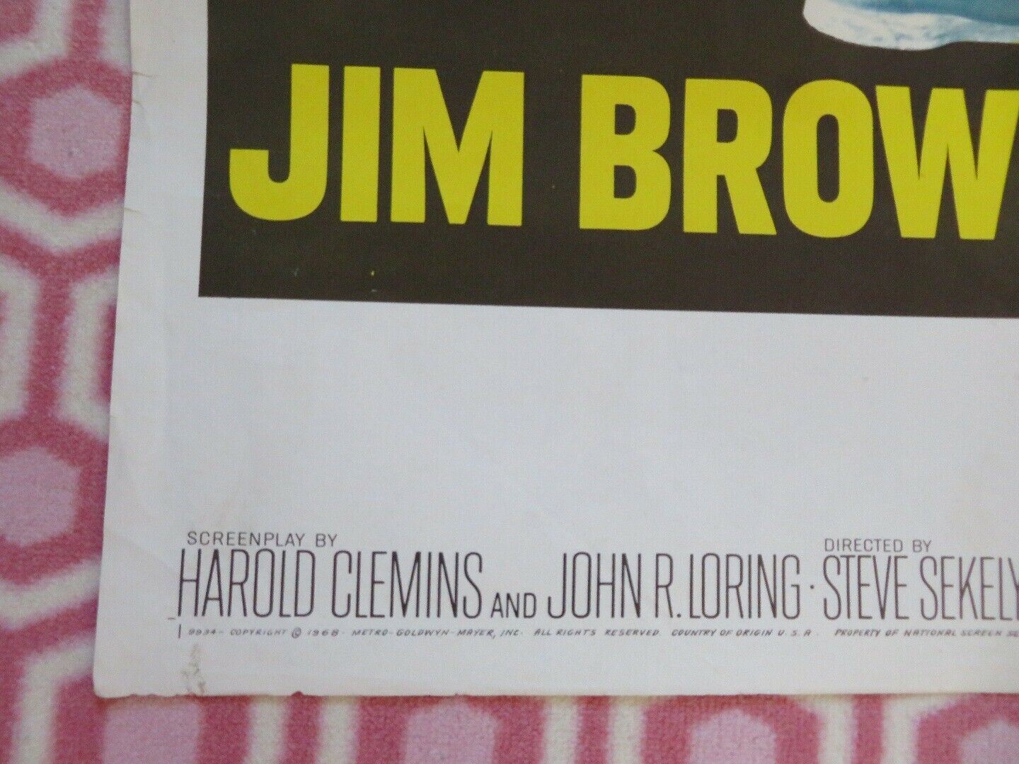 KENNER US ONE SHEET  POSTER JIM BROWN HAROLD CLEMINS 1968