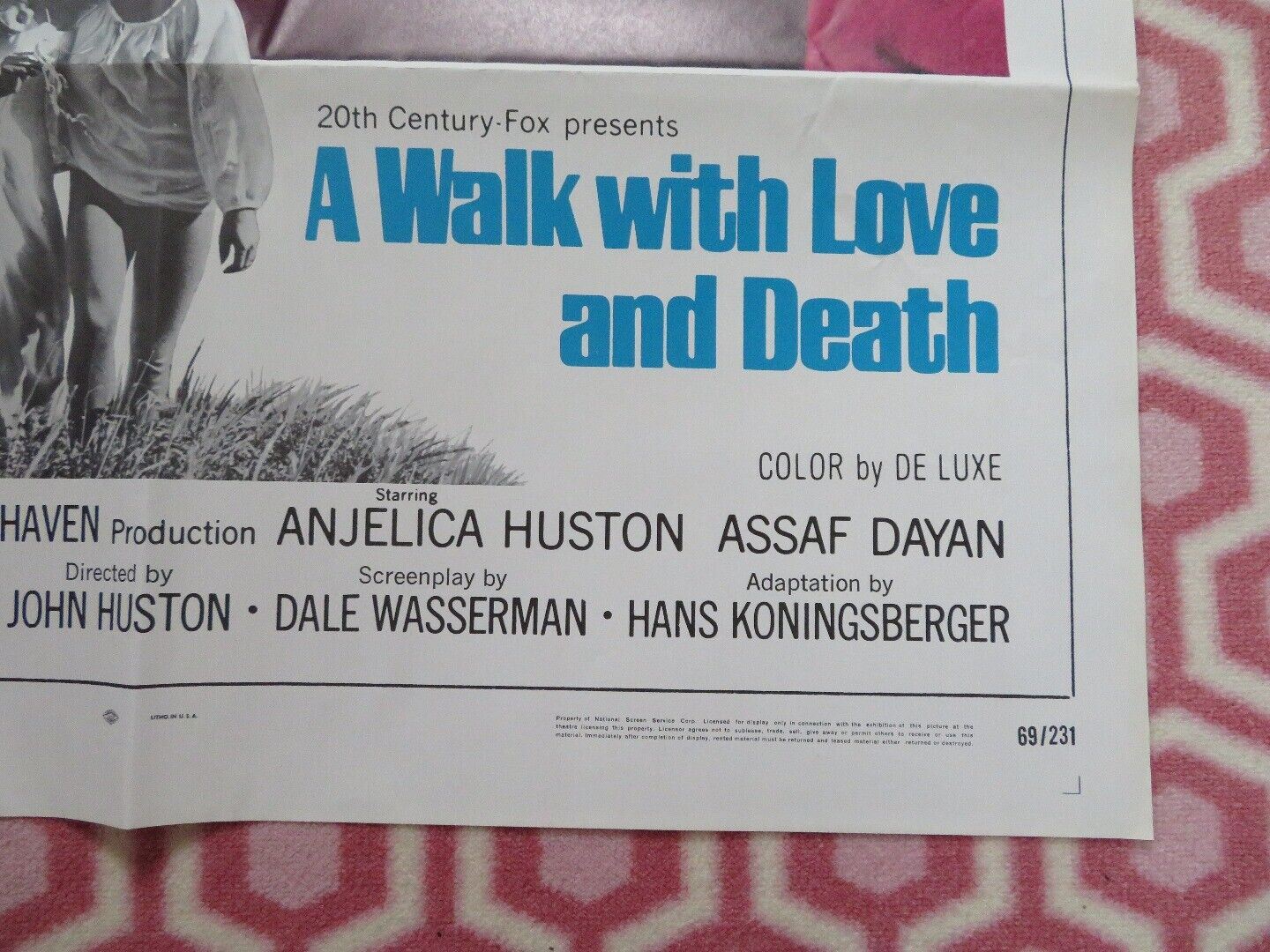 A WALK WITH LOVE & DEATH US ONE SHEET POSTER ANJELICA HUSTON 1969