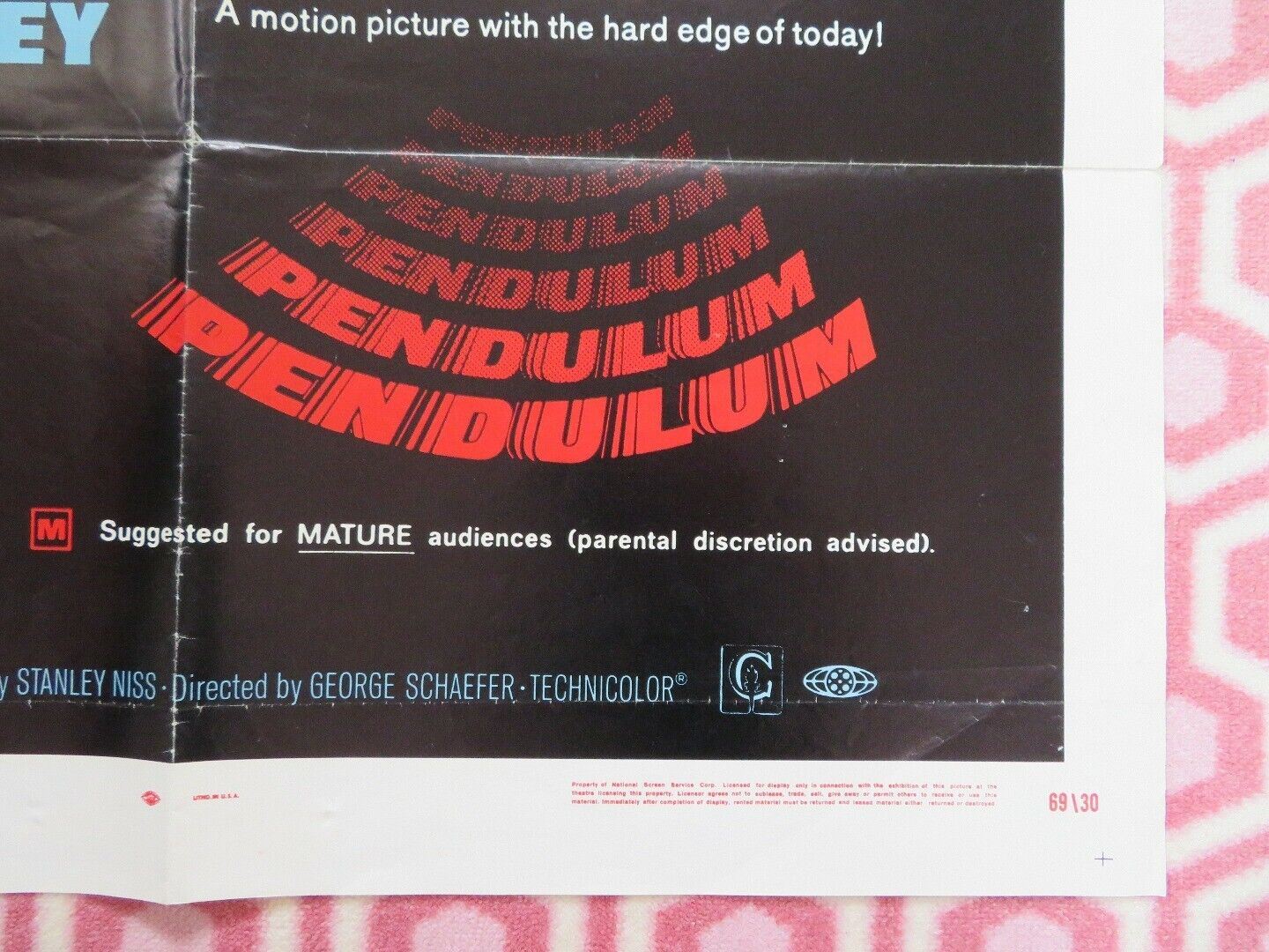 PENDULUM US ONE SHEET POSTER GEORGE PEPPARD 1969