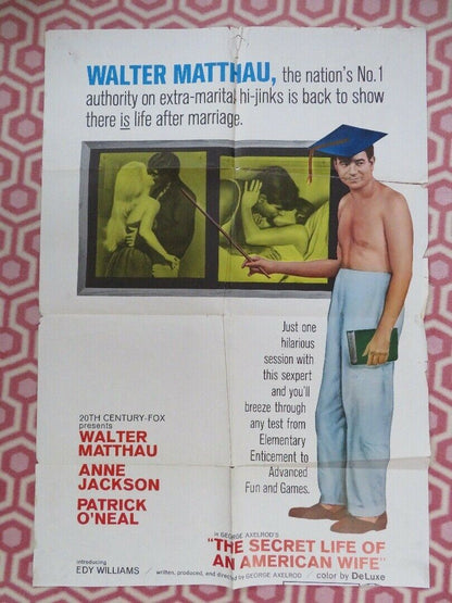 THE SECRET LIFE OF AN  AMERICAN WIFE US ONE SHEET POSTER WALTER MATTHAU 1968