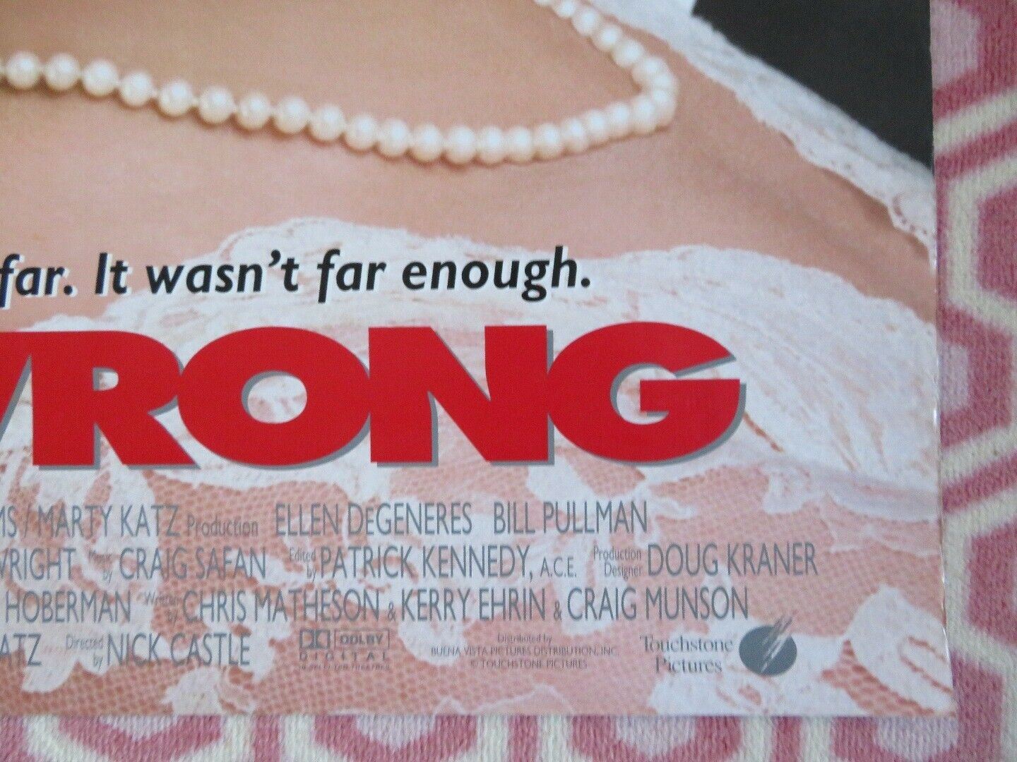 MR. WRONG US ONE SHEET ROLLED POSTER ELLEN DEGENERES BILL PULLMAN 1996