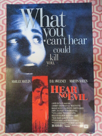 HEAR NO EVIL US ONE SHEET ROLLED POSTER MARLEE MATLIN MARTIN SHEEN 1993