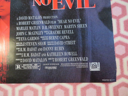 HEAR NO EVIL US ONE SHEET ROLLED POSTER MARLEE MATLIN MARTIN SHEEN 1993