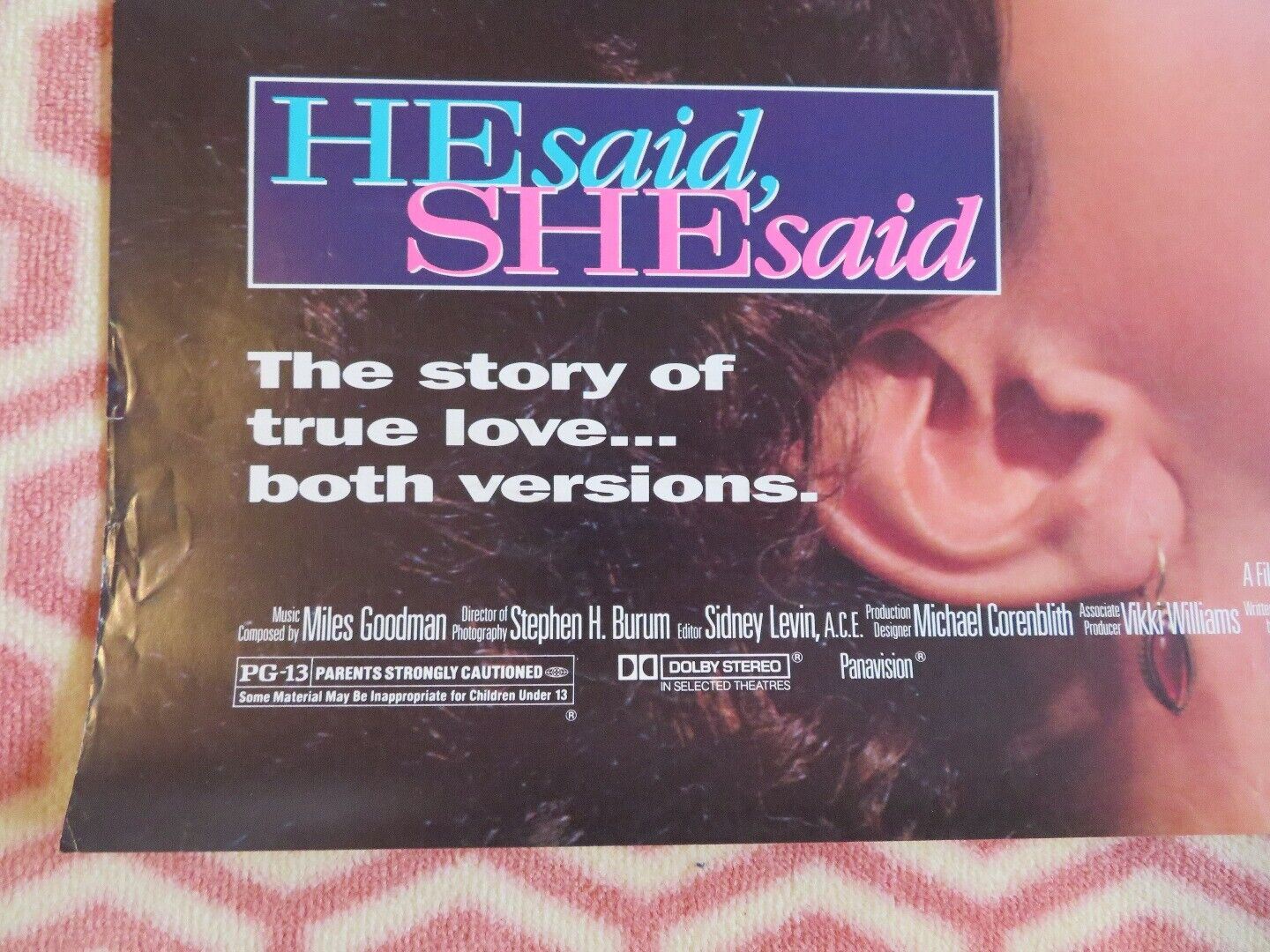 HE SAID SHE SAID US ONE SHEET ROLLED POSTER KEVIN BACON 1991