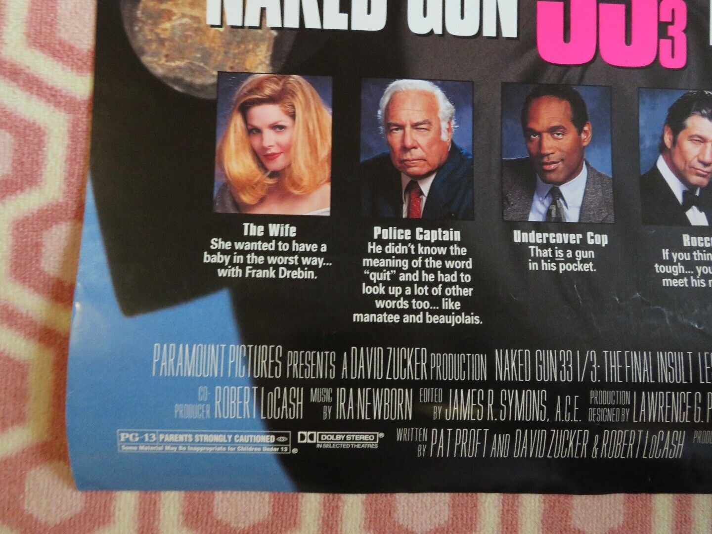 NAKED GUN 33 1/3 THE FINAL INSULT US ONE SHEET ROLLED POSTER LESLIE NIELSON 1994