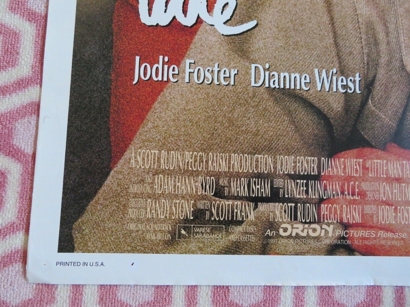 LITTLE MAN TATE US ONE SHEET ROLLED POSTER JODIE FOSTER DIANE WIEST 1991