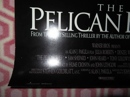 THE PELICAN BRIEF US ONE SHEET ROLLED POSTER JULIA ROBERTS DENZEL WASHINGTON '93