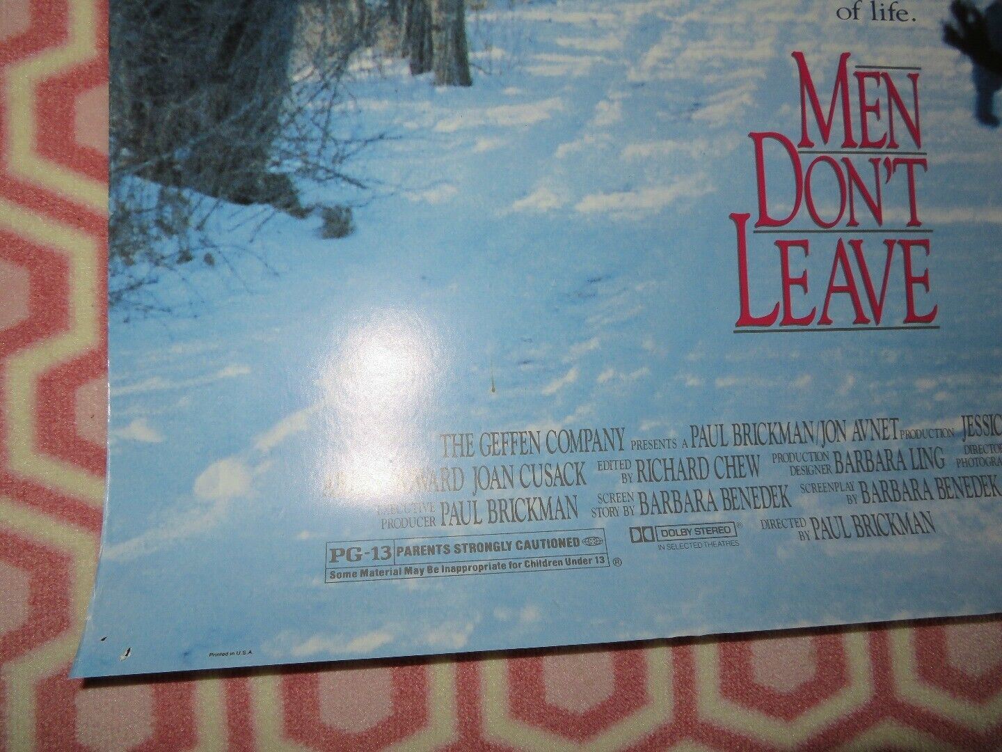 MEN DON'T LEAVE ONE SHEET ROLLED POSTER JESSICA LANGE JOAN CUSACK 1990