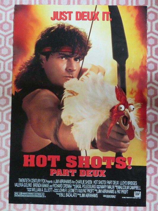 HOT SHOTS! PART DEUX ONE SHEET ROLLED POSTER CHARLIE SHEEN  1993