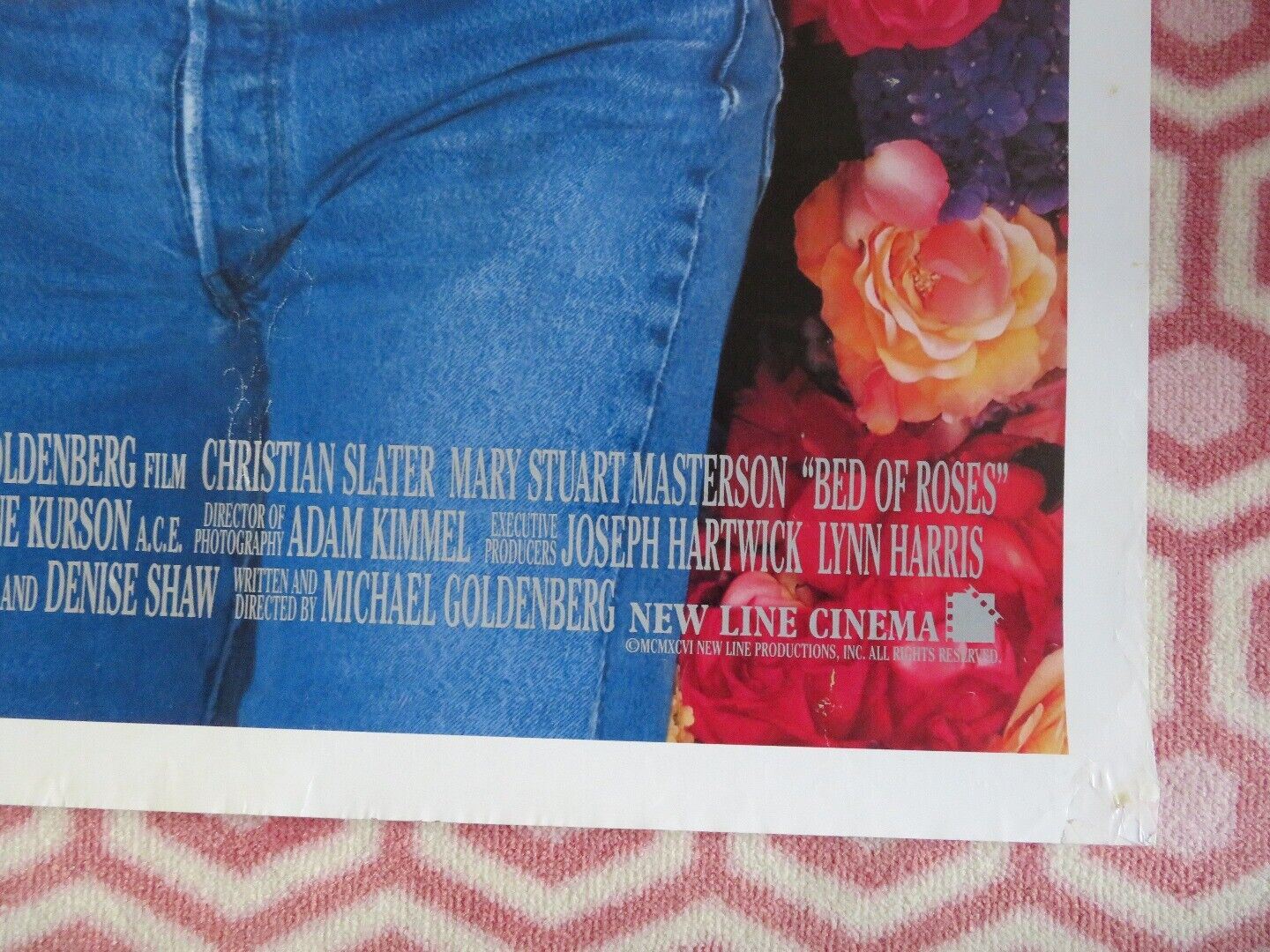 BED OF ROSES ONE SHEET ROLLED POSTER CHRISTIAN SLATER 1996