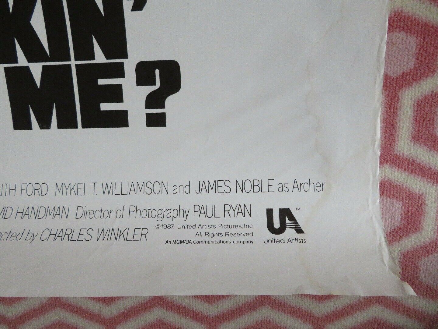 YOU TALKIN' TO ME? ONE SHEET ROLLED POSTER JIM YOUNGS 1987