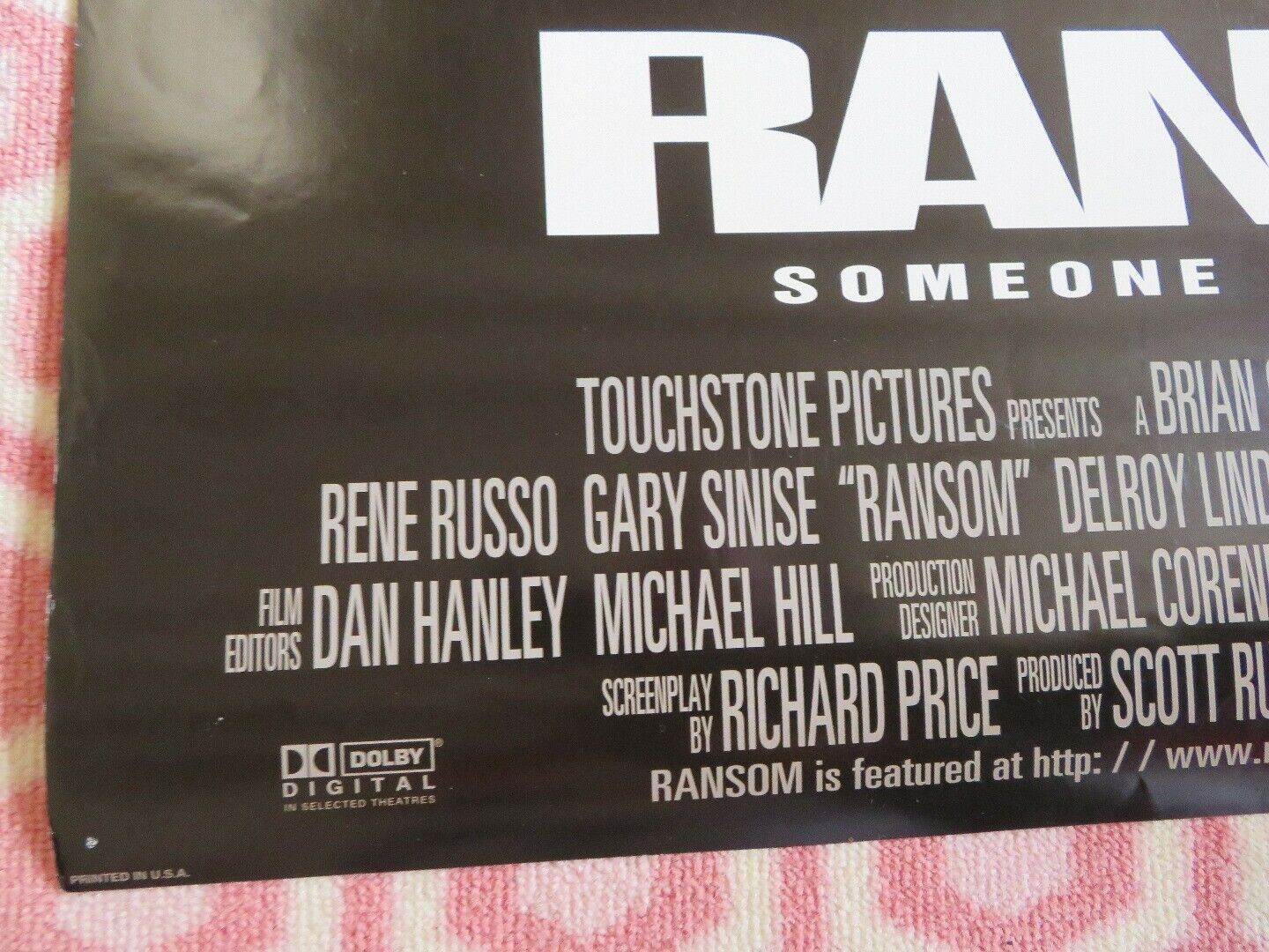 RANSOM ONE SHEET ROLLED POSTER MEL GIBSON 1996