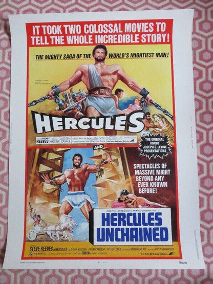 DOUBLE BILL HERCULES HERCULES UNCHAINED 30"x 40" ON CARD ROLLED POSTER 1973