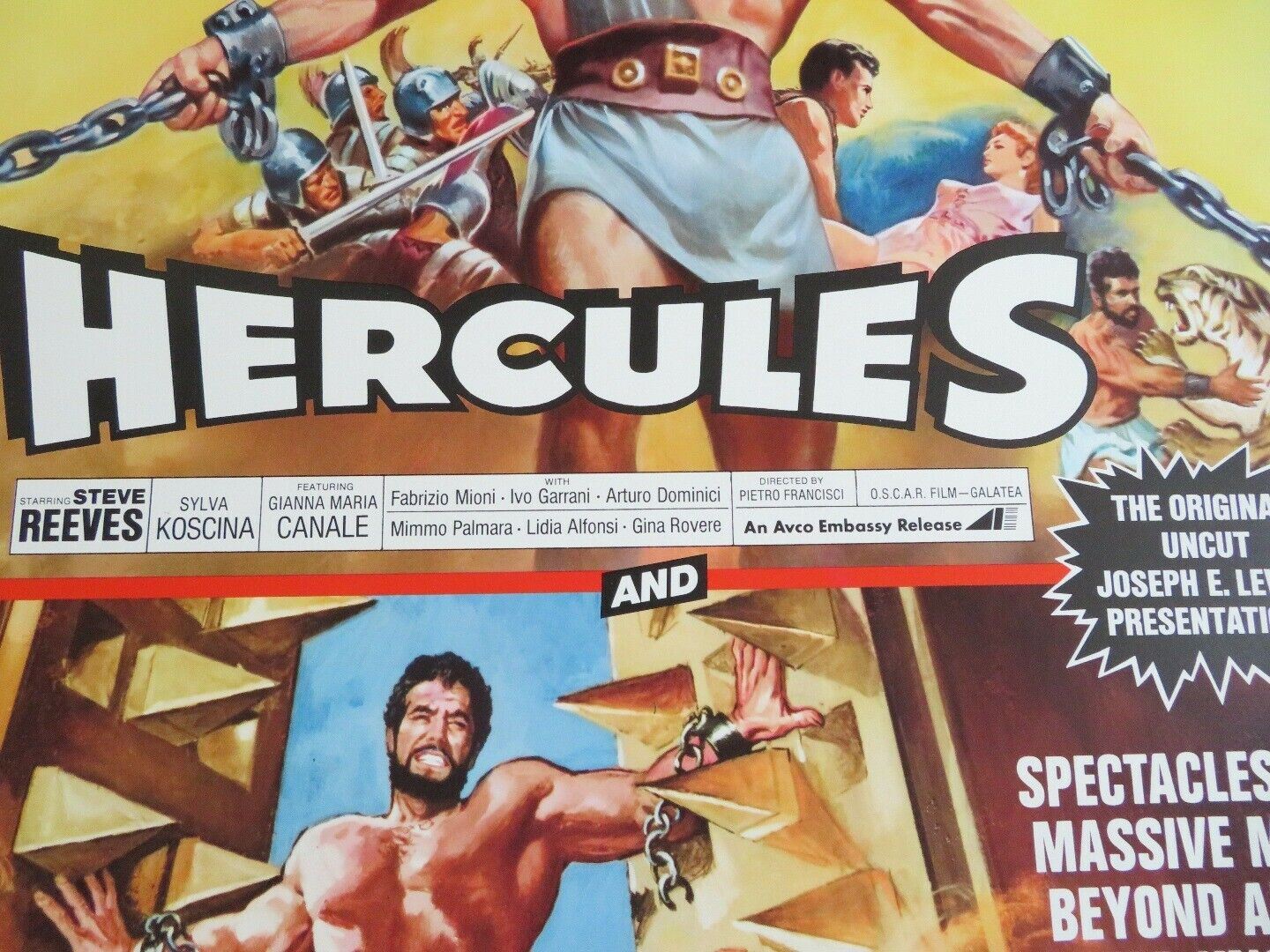 DOUBLE BILL HERCULES HERCULES UNCHAINED 30"x 40" ON CARD ROLLED POSTER 1973