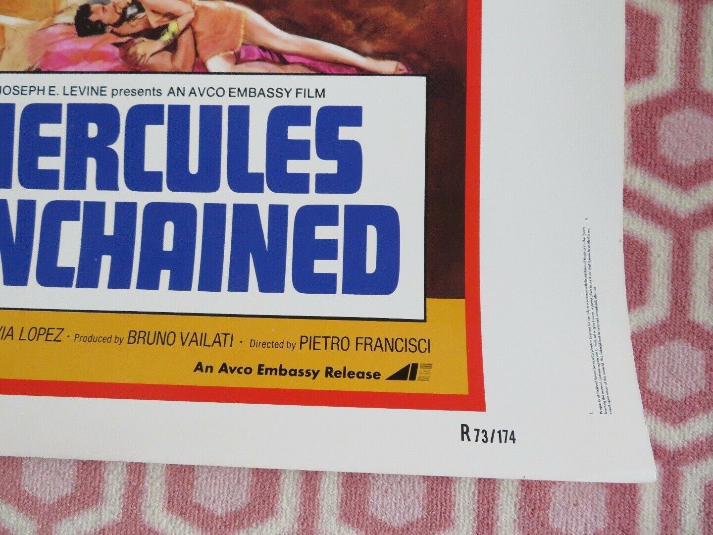 DOUBLE BILL HERCULES HERCULES UNCHAINED 30"x 40" ON CARD ROLLED POSTER 1973