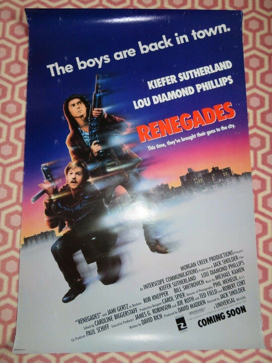 RENEGADES US ONE SHEET ROLLED POSTER JAMI GETZ KEIFER SUTHERLAND 1989