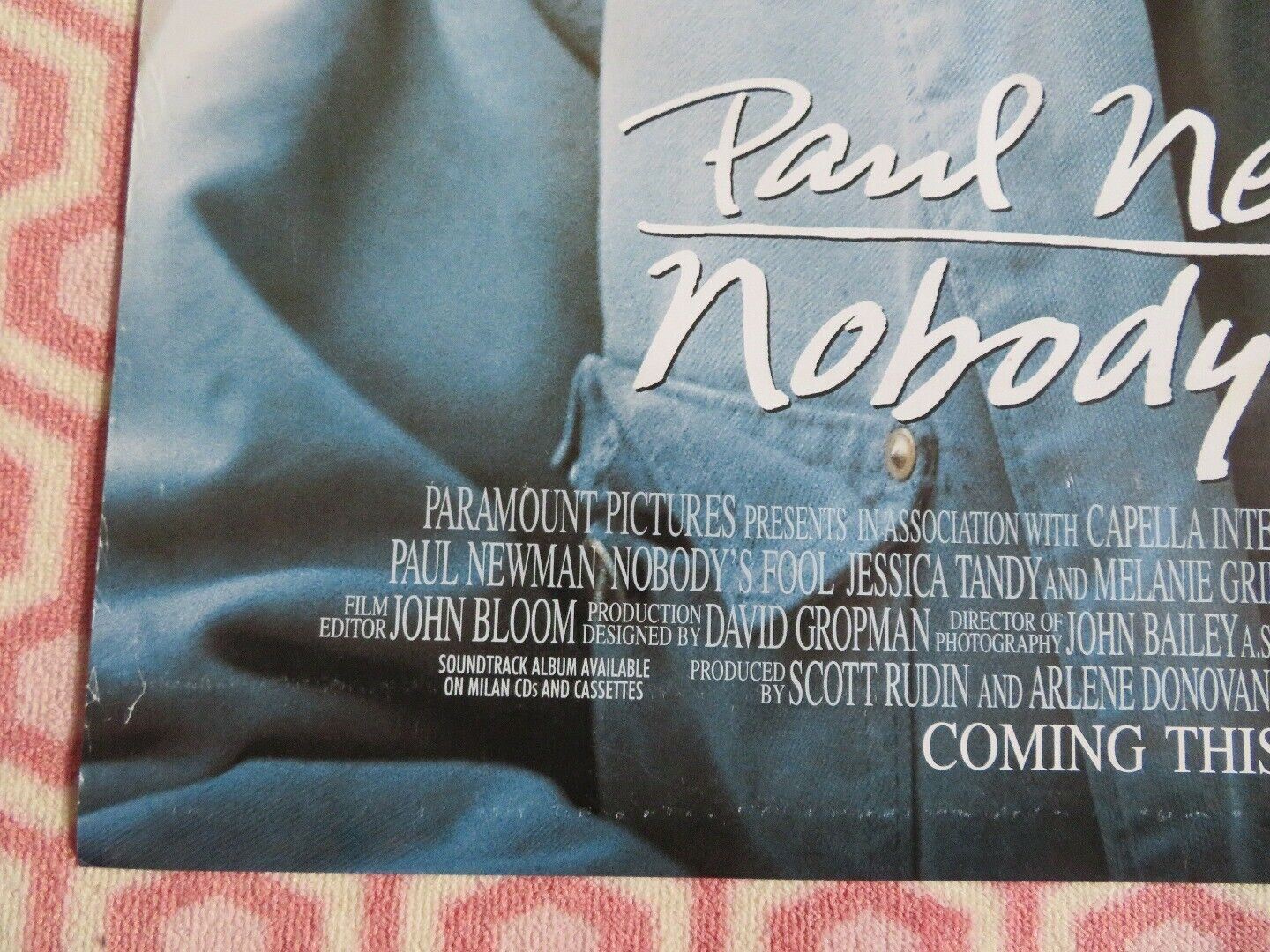 NOBODY'S FOOL US ONE SHEET ROLLED POSTER PAUL NEWMAN BRUCE WILLIS 1994