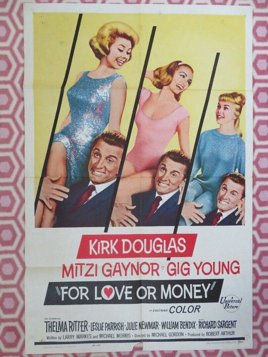 FOR LOVE OR MONEY US ONE SHEET POSTER THELMA RITTER KIRK DOUGLAS 1963