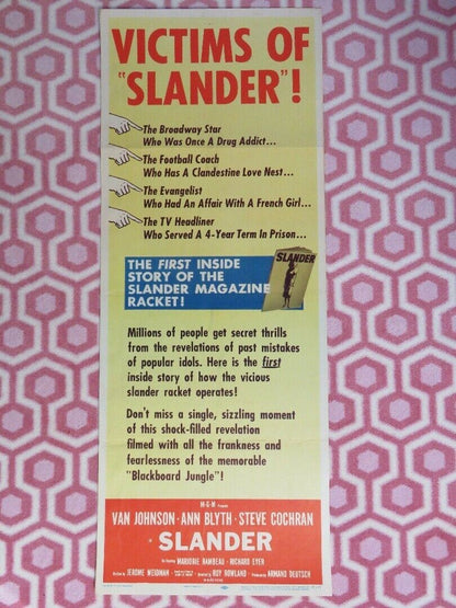 SLANDER US INSERT (14"x 36") POSTER VAN JOHNSON ANN BLYTH 1957