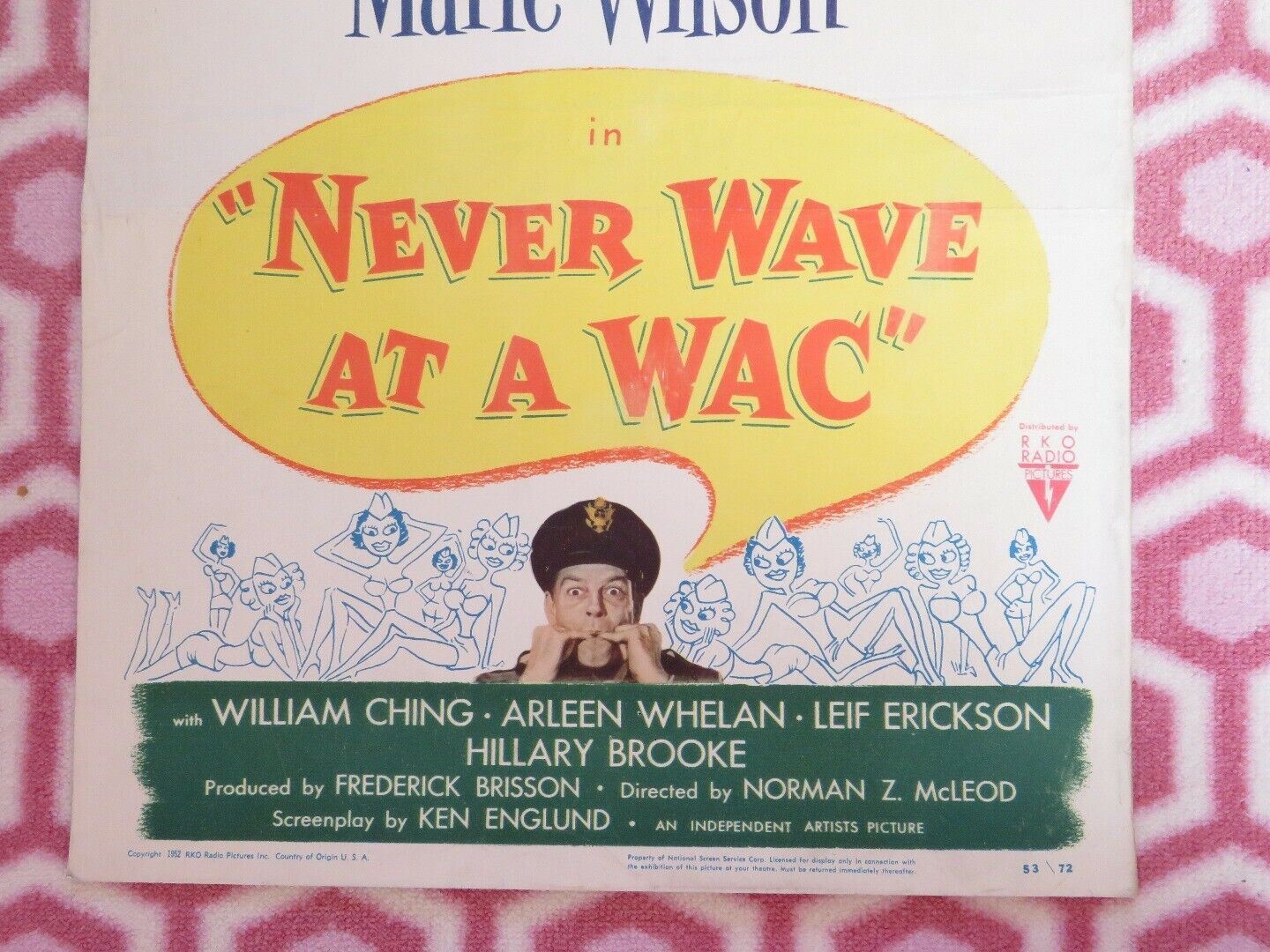 NEVER WAVE AT A WAC US INSERT (14"x 36") POSTER ROSALIND RUSSELL PAUL DOUGLAS