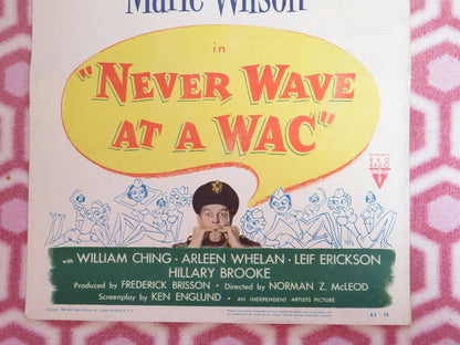 NEVER WAVE AT A WAC US INSERT (14"x 36") POSTER ROSALIND RUSSELL PAUL DOUGLAS