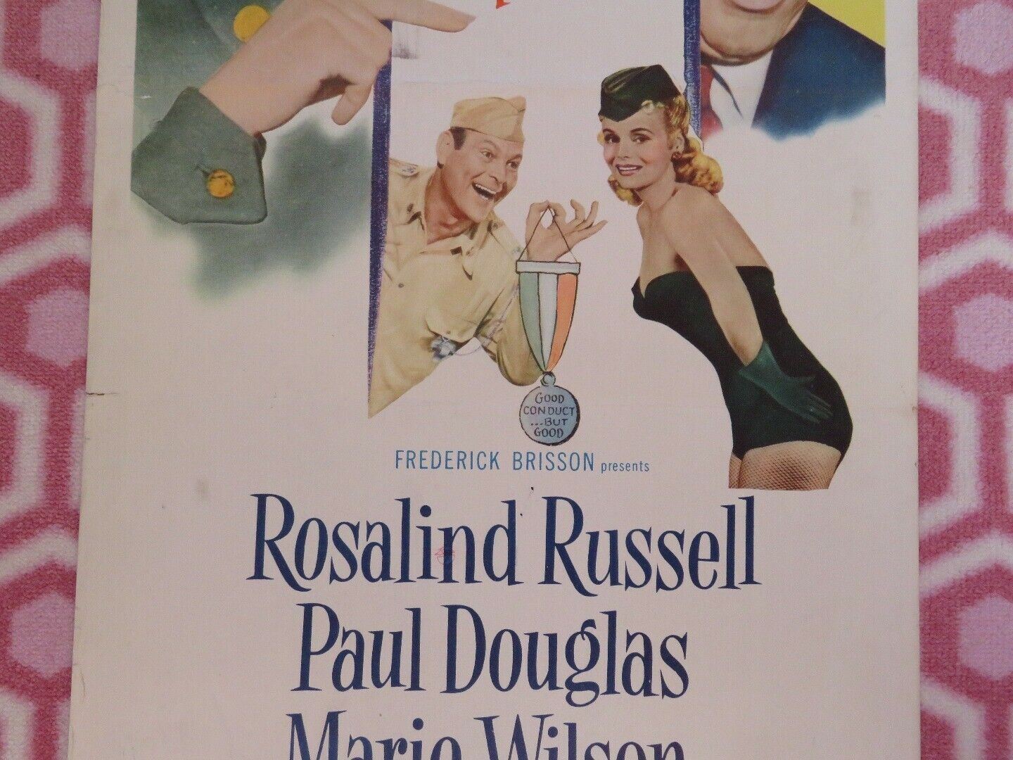 NEVER WAVE AT A WAC US INSERT (14"x 36") POSTER ROSALIND RUSSELL PAUL DOUGLAS