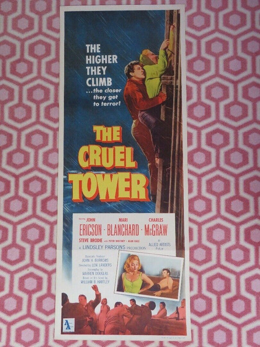 THE CRUEL TOWER US INSERT (14"x 36") POSTER JOHN ERICSON MARI BLANCHARD 1956