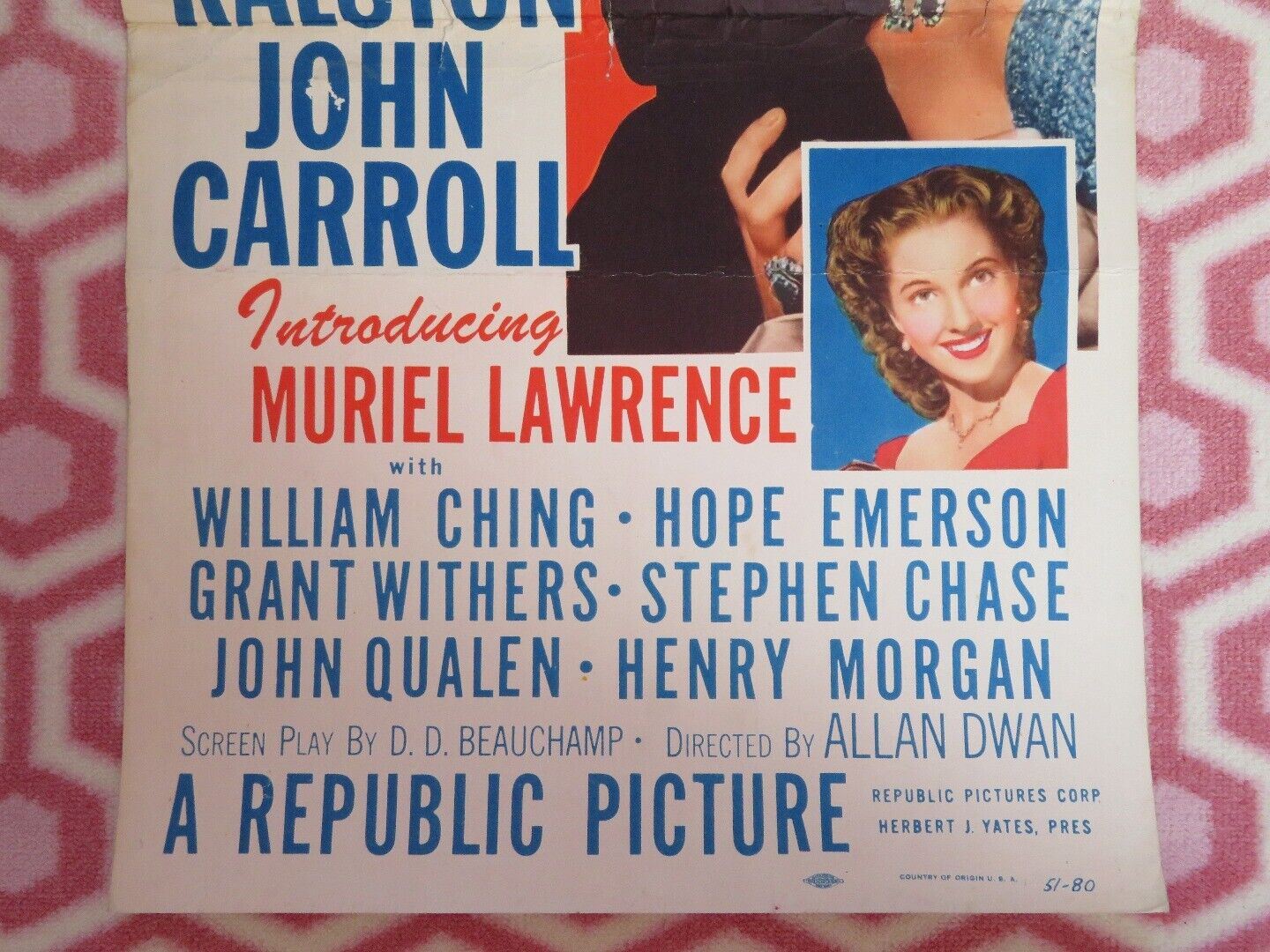 BELLE LE GRAND US INSERT (14"x 36") POSTER VERA RALSTON JOHN CARROLL 1951