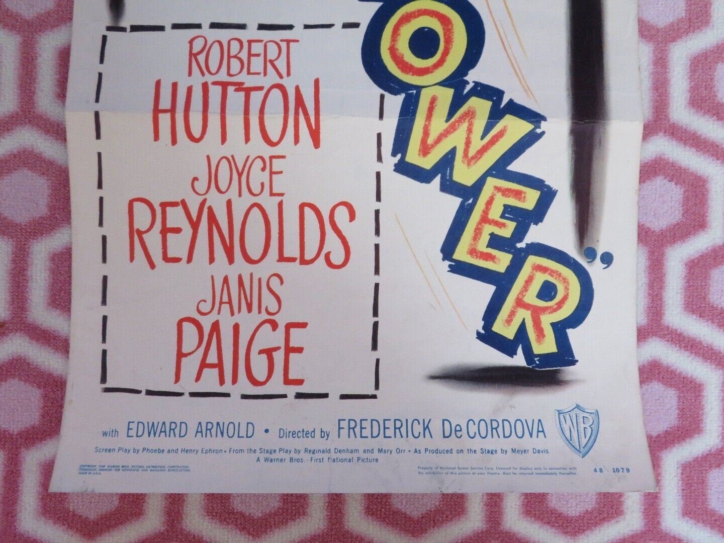 WALLFLOWER US INSERT (14"x 36") POSTER ROBERT HUTTON JOYCE REYNOLDS 1948