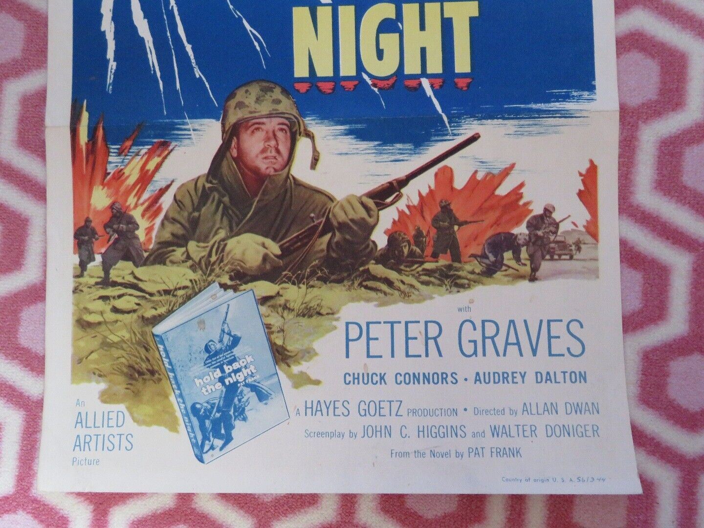 HOLD BACK THE NIGHT US INSERT (14"x 36") POSTER JOHN PAYNE MONA FREEMAN 1956