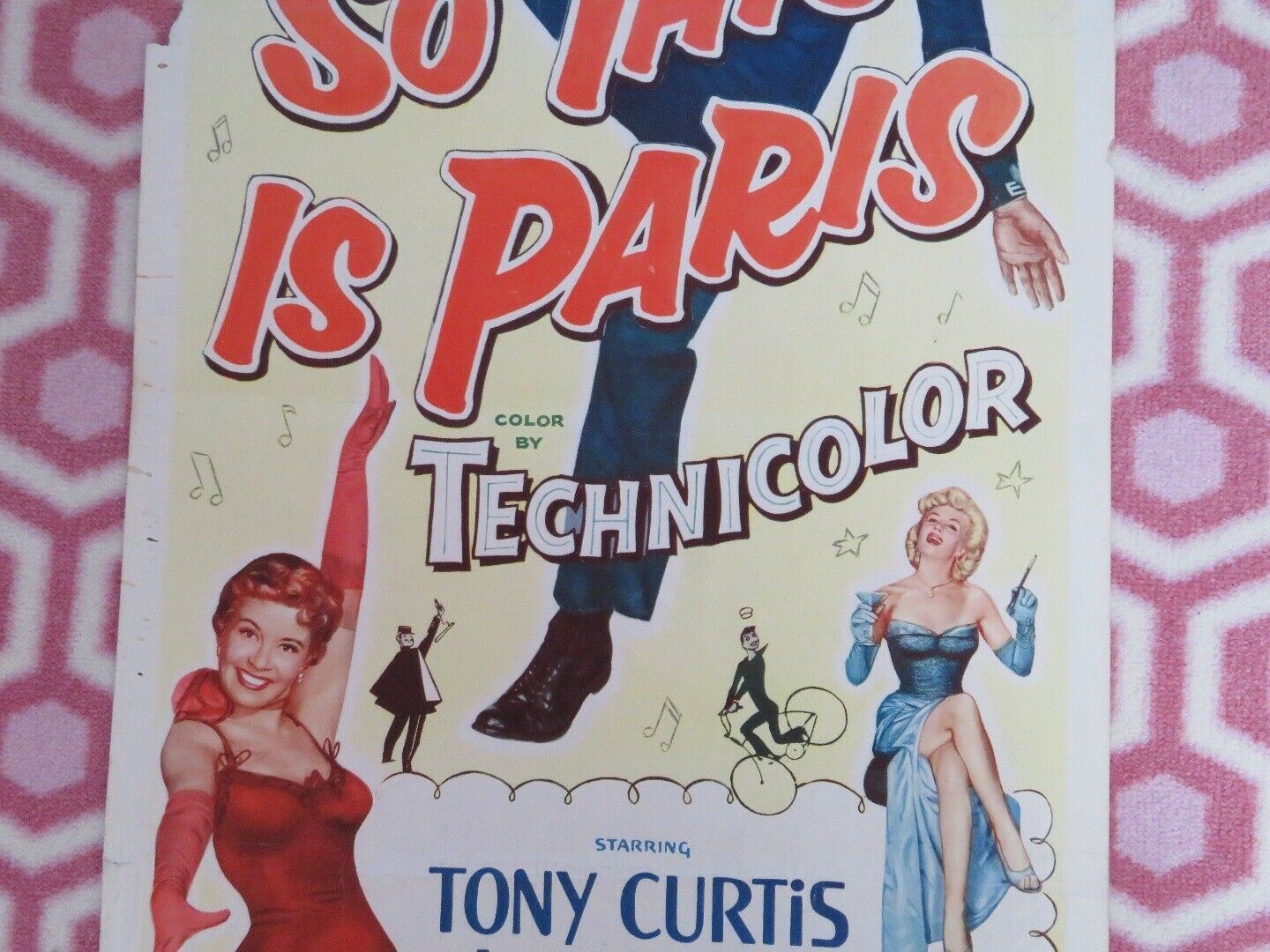 SO THIS IS PARIS US INSERT (14"x 36") POSTER TONY CURIS GLORIA DE HAVEN 1954