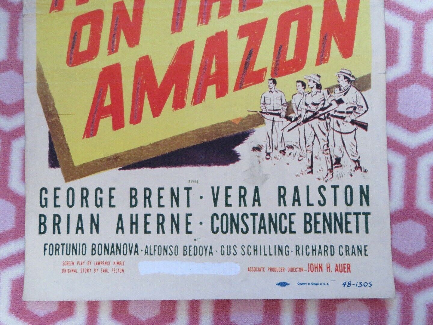 ANGEL ON THE AMAZON US INSERT (14"x 36") POSTER GEORGE BRENT VERA RALSTON 1948