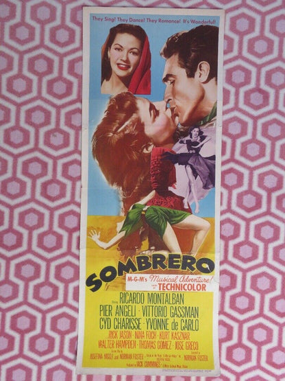 SOMBRERO US INSERT (14"x 36") POSTER RICARDO MONTALBAN PIER ANGELI 1953