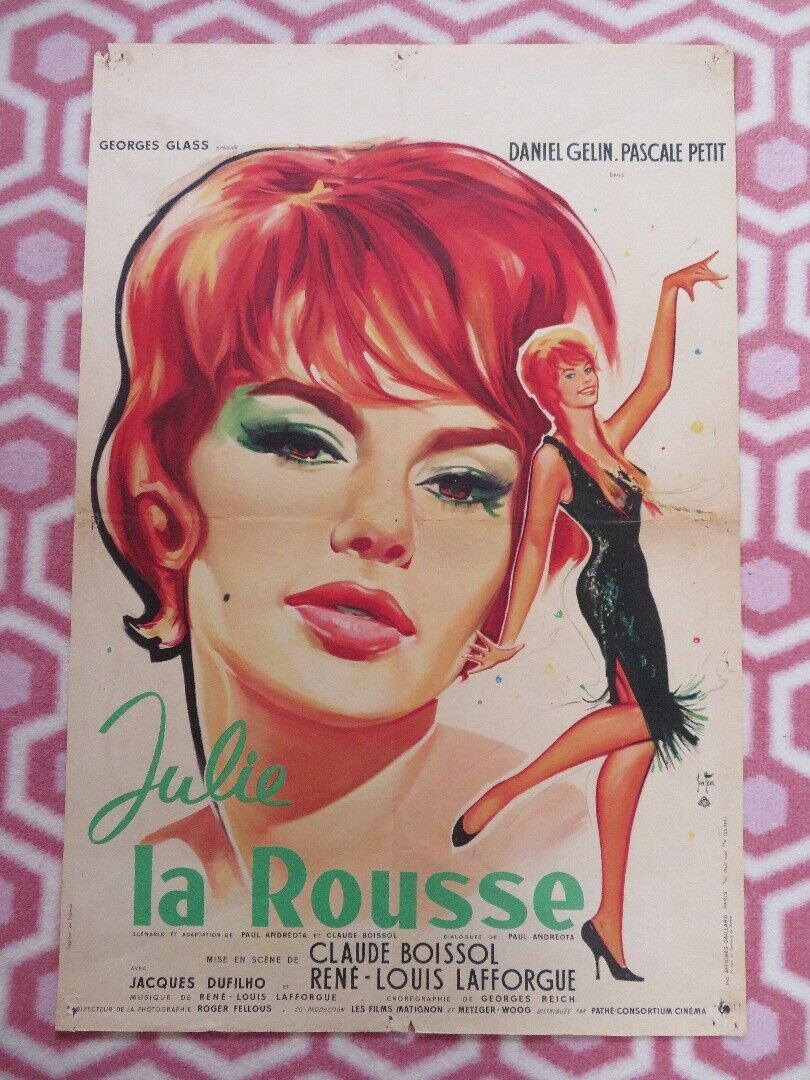 JULIE LA ROUSSE/ Julie the Redhead FRENCH (23.5"x 15.5") POSTER DANIEL GELIN '59